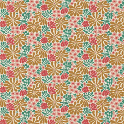 Algodón estampado BOEZI Verde / Rosa